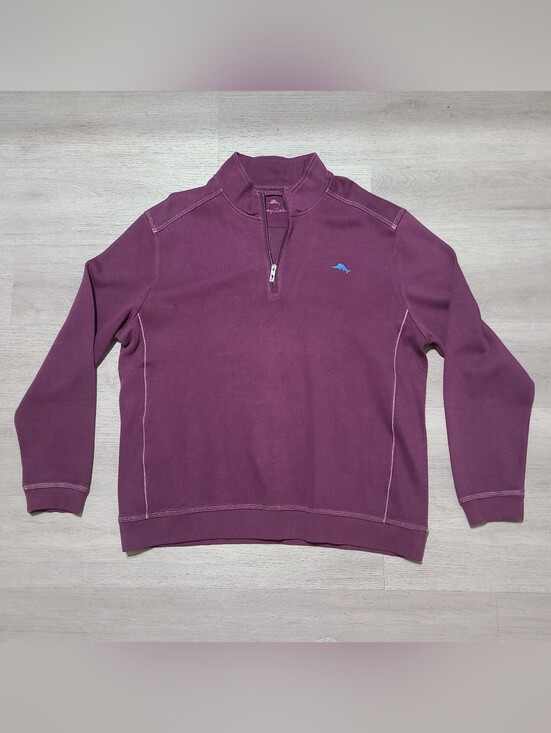 Tommy Bahama Other - E1 Tommy Bahama Sweater Mens Size 2XL Purple Cotton Pullover Summer 1/4 Zip